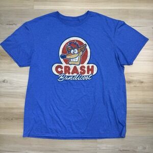Crash Bandicoot Graphic Tee Shirt Mens XL Royal Blue Retro Video Game Activision